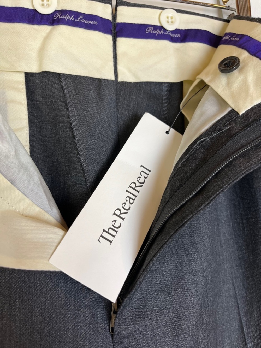Ralph Lauren Purple Label Men’s Gray Wool Dress Trousers Hand Tailored 39x30 - Picture 12 of 14